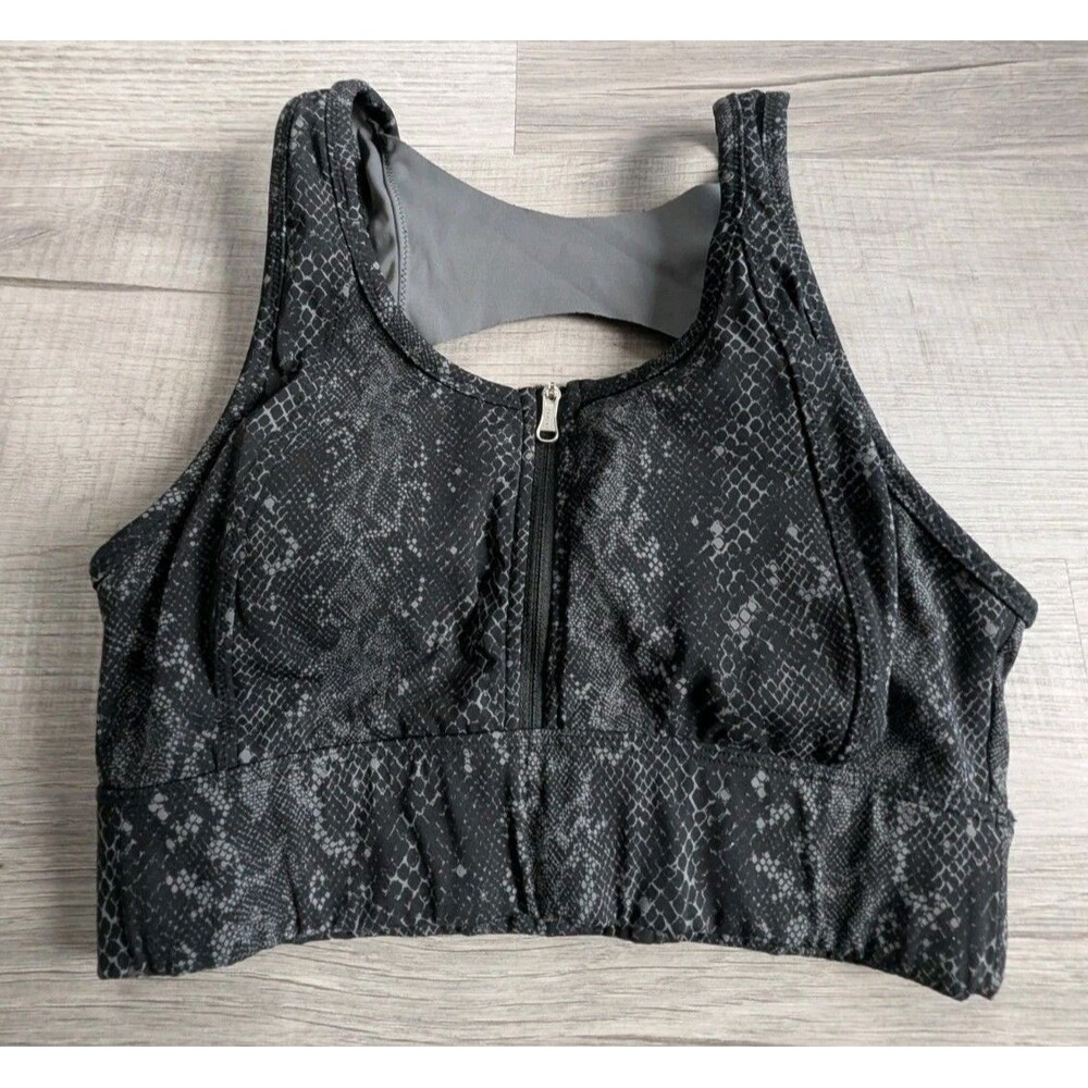 Women's Varley Black Viper Fay Front Zip Sports Bra Size Small